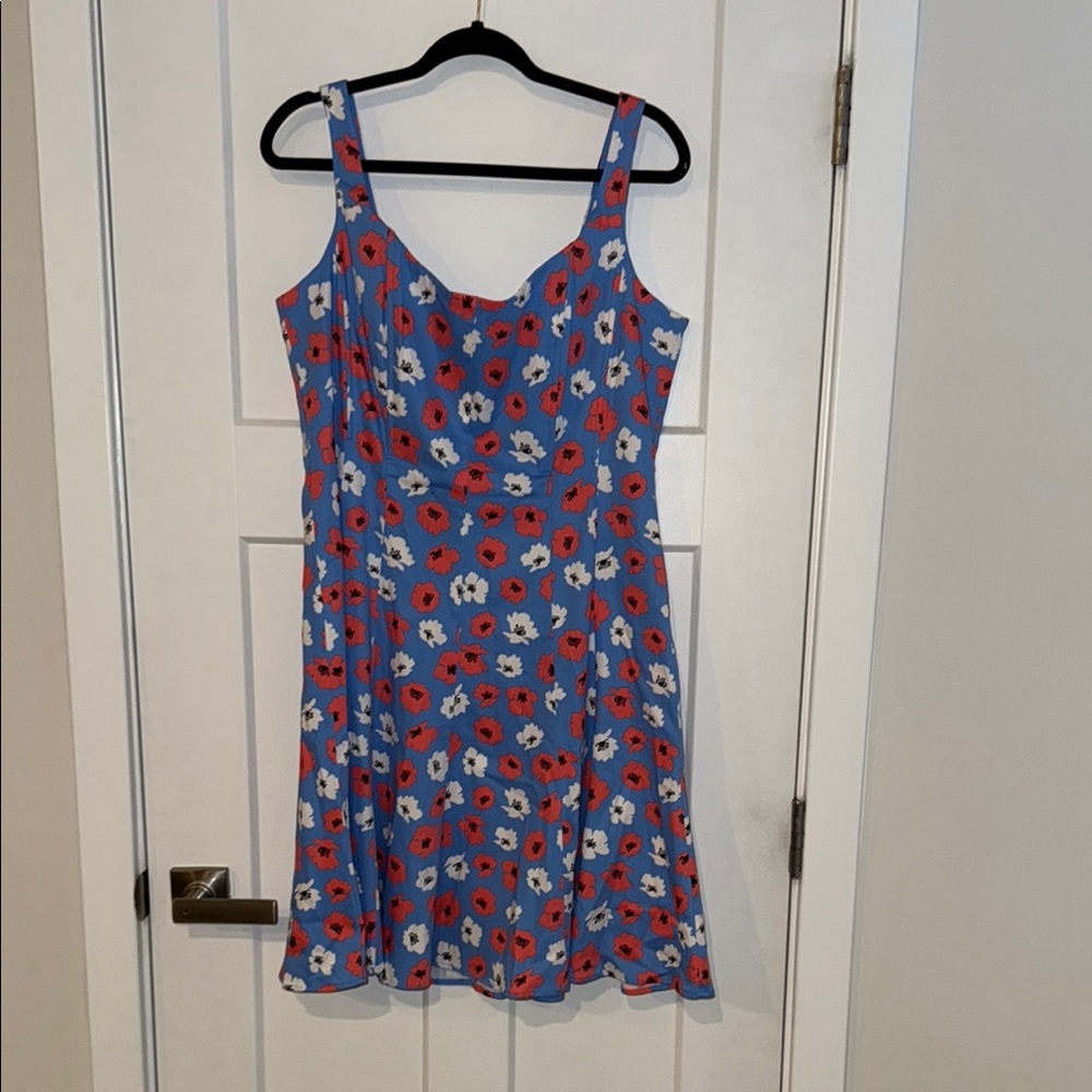 Anne Klein Blue Pink White Floral  Sleeveless Sundress